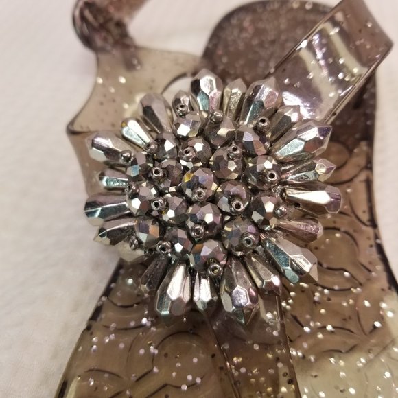 Coach Women's Hilda Jelly Sandals Smoky gray with silver glitter Size 9 - Picture 4 of 7